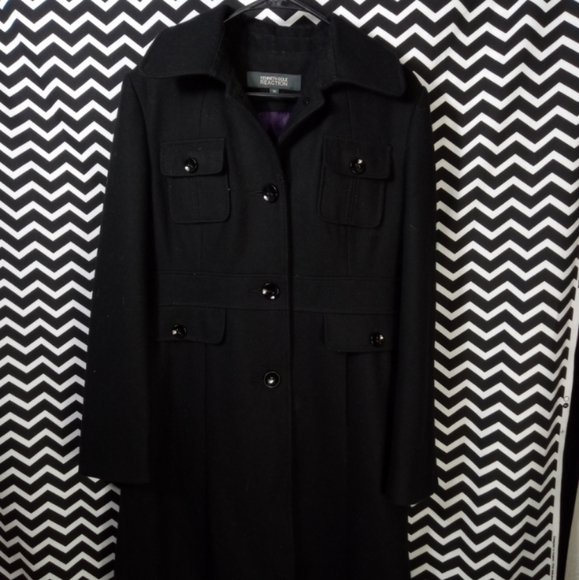 Kenneth Cole women's long wool blend winter pea coat p coat jacket size 10 - cr - Picture 1 of 5